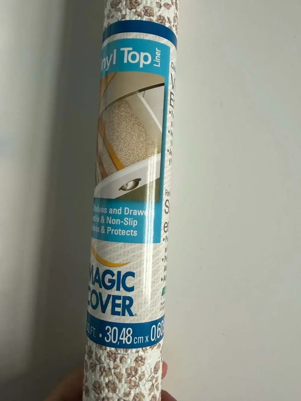 Magic Cover Vinyl Top Shelf and Drawer Liner Ashley Taupe 12 in x 2 ft